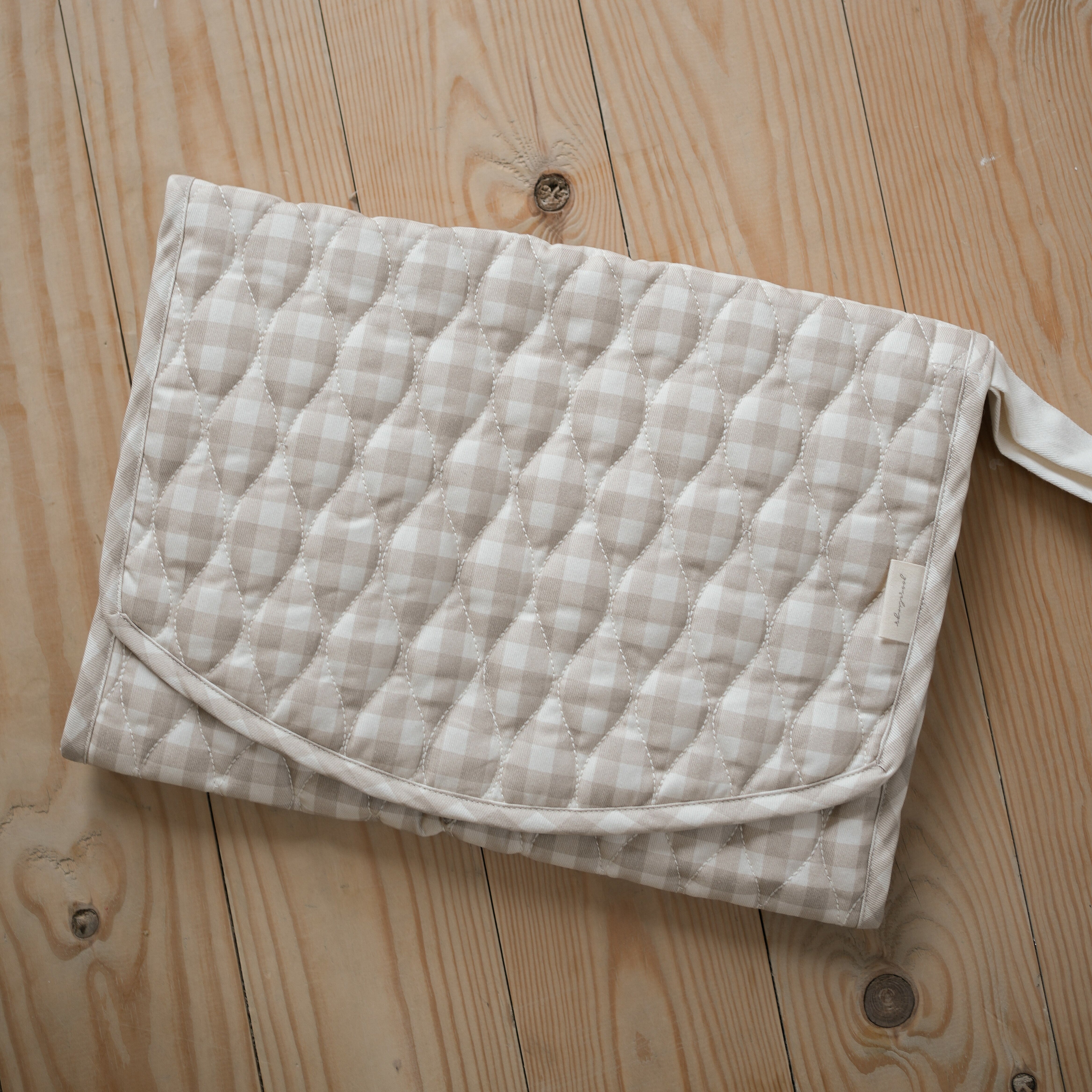 Portable Changing Pad Beige Gingham