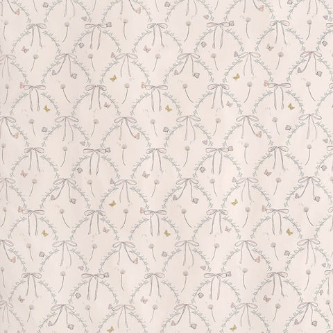 Up close shot of Bows & Butterfly Kisses Print in Pink