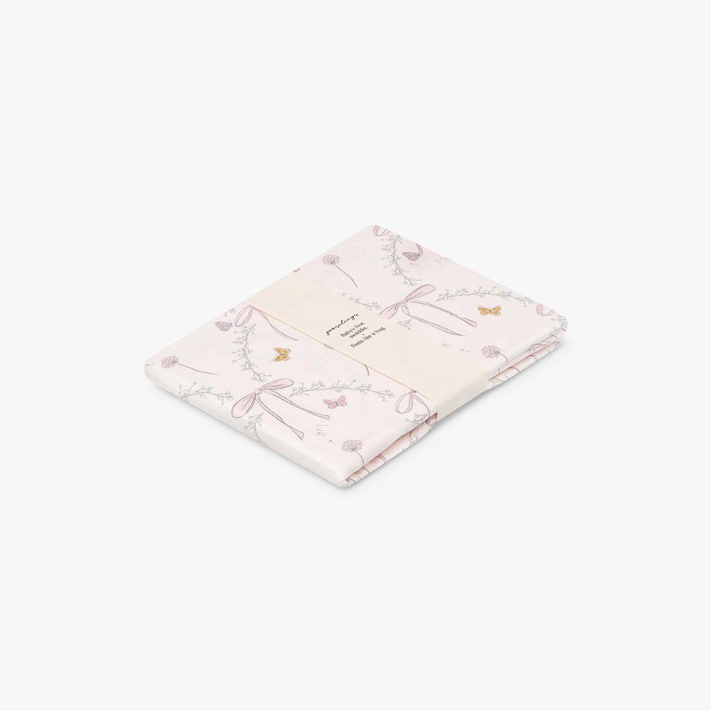 Bows & Butterfly Kisses Swaddle Blanket in Pink.