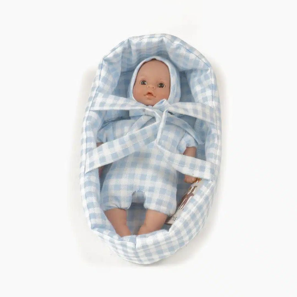 Baby Doll in Blue Bassinet Toy