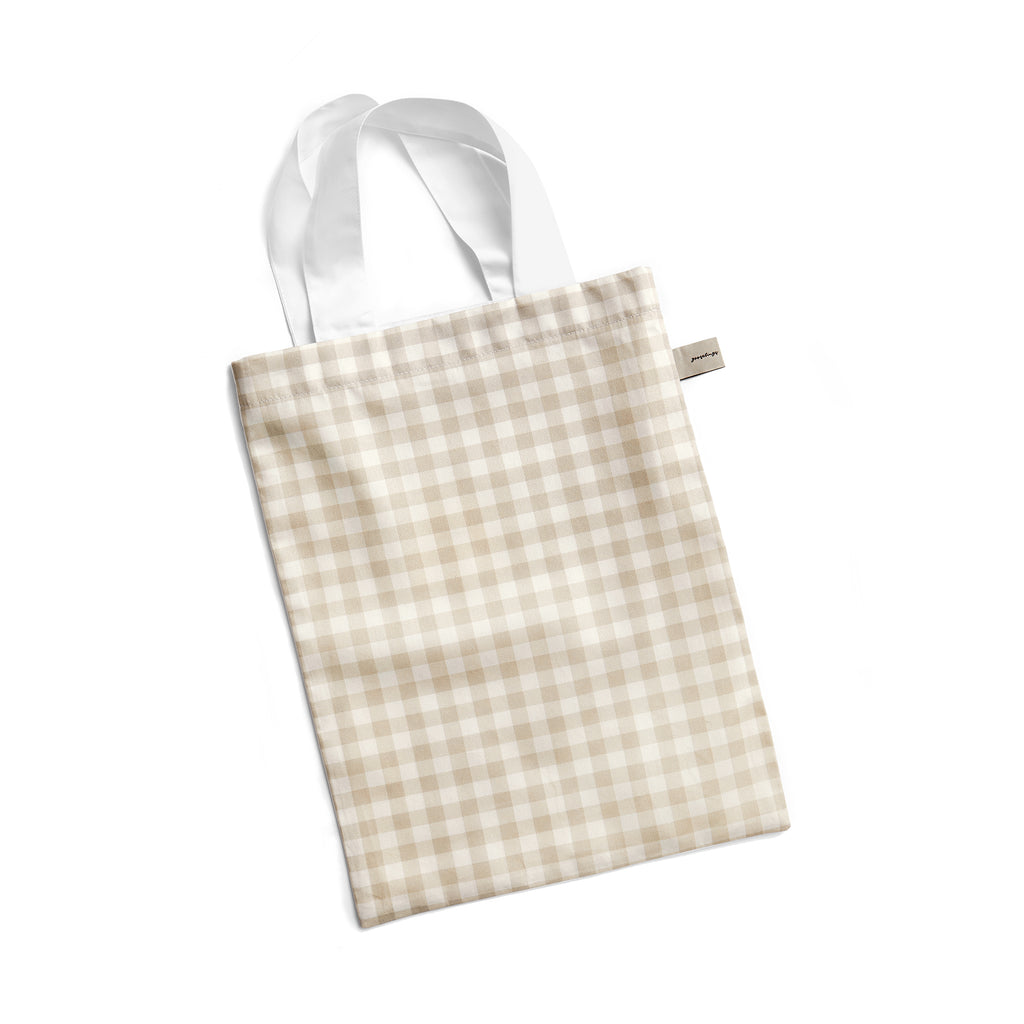 Picnic Gingham Tote Bag in Beige