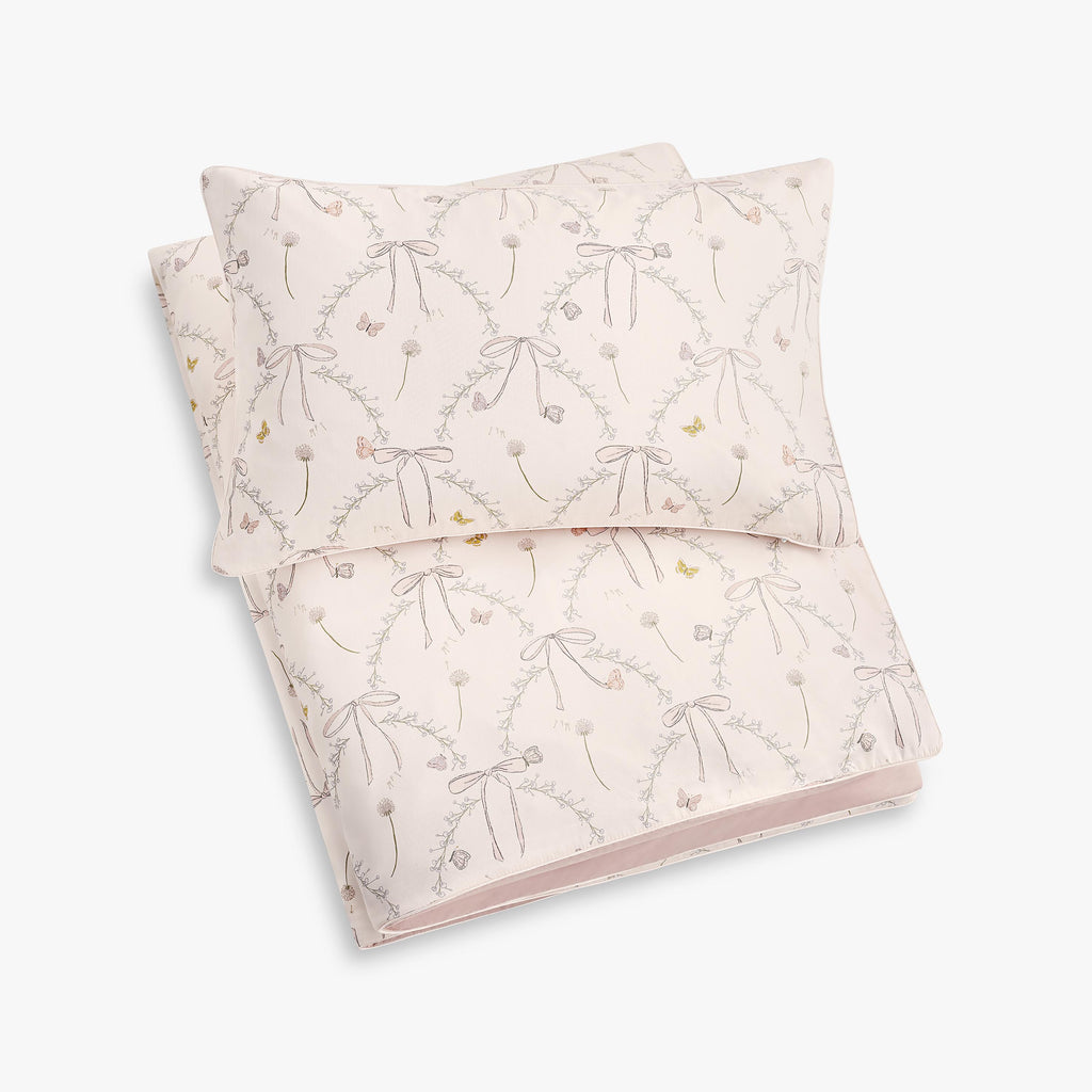Personalize Me: Bows & Butterfly Kisses Toddler Duvet in in Pink