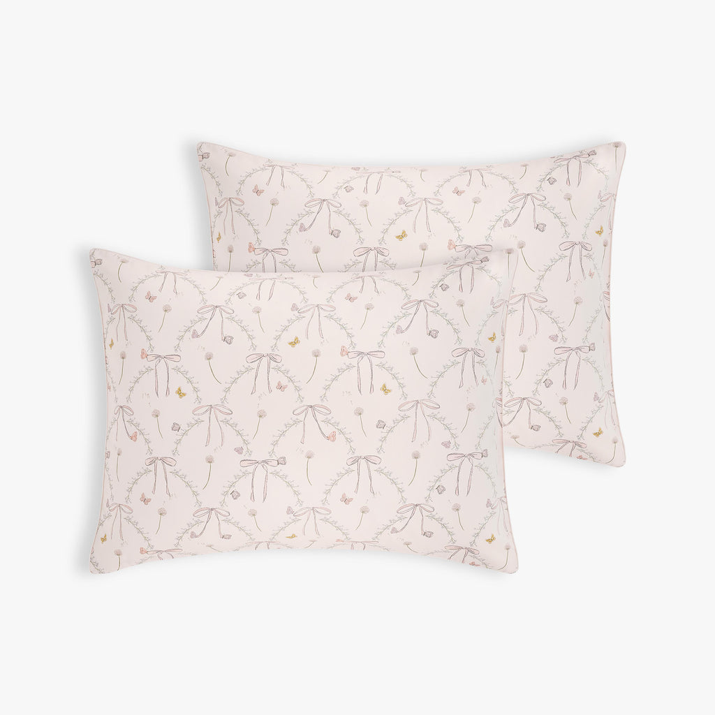 Personalize Me: Bows & Butterfly Wishes Standard Pillowcase Set in Pink