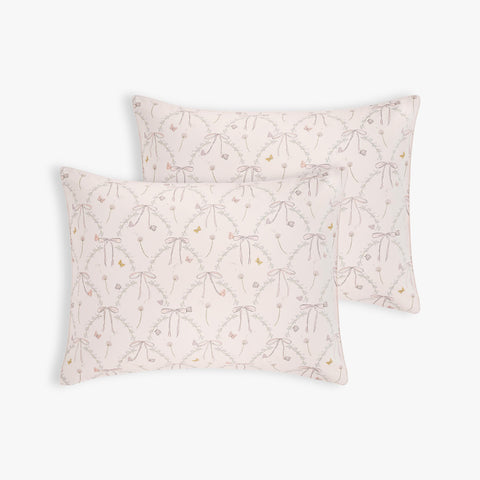 Bows & Butterfly Wishes Standard Pillowcase Set in Pink